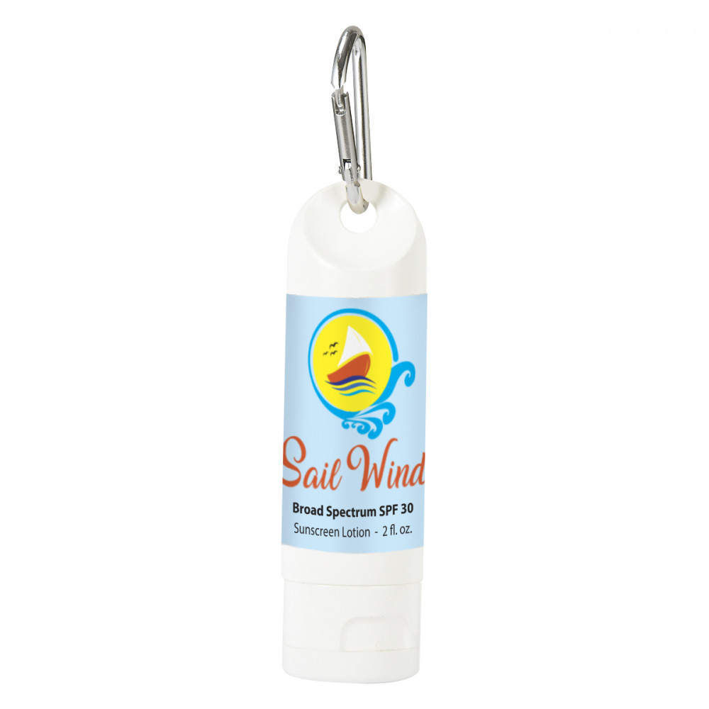 2 Oz. SPF 30 Sunscreen Lotion Carabiner Bottle