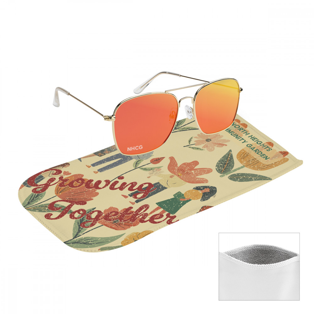 Aviator Sunglasses With rPET Microfiber Sunglass Pouch Aviator Sunglasses With rPET Microfiber Sunglass Pouch