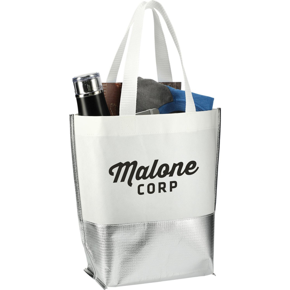 Large Laminated Metallic Bottom Tote