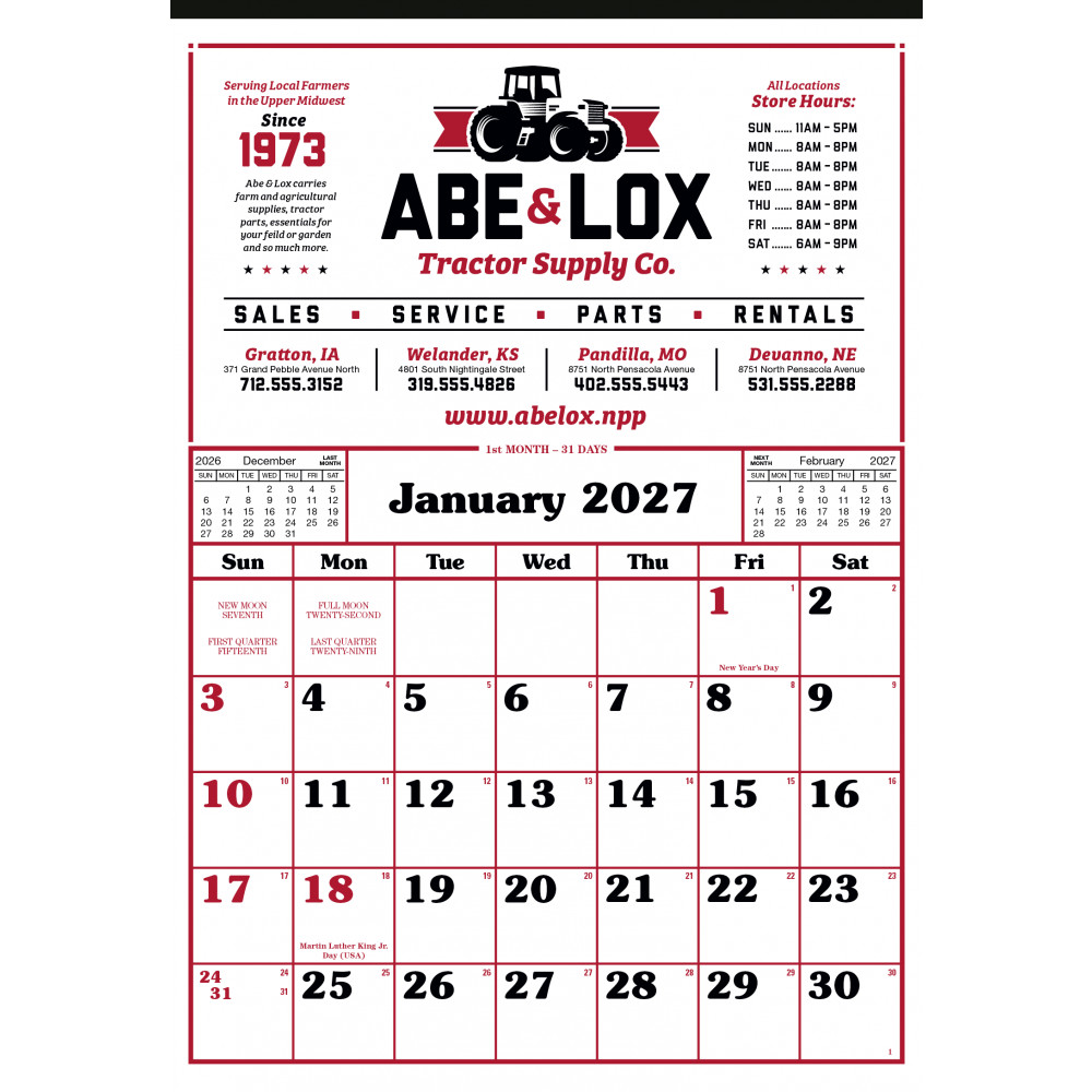 Skinner & Kennedy® Commercial 12-Sheet Calendar Skinner & Kennedy® Commercial 12-Sheet Calendar