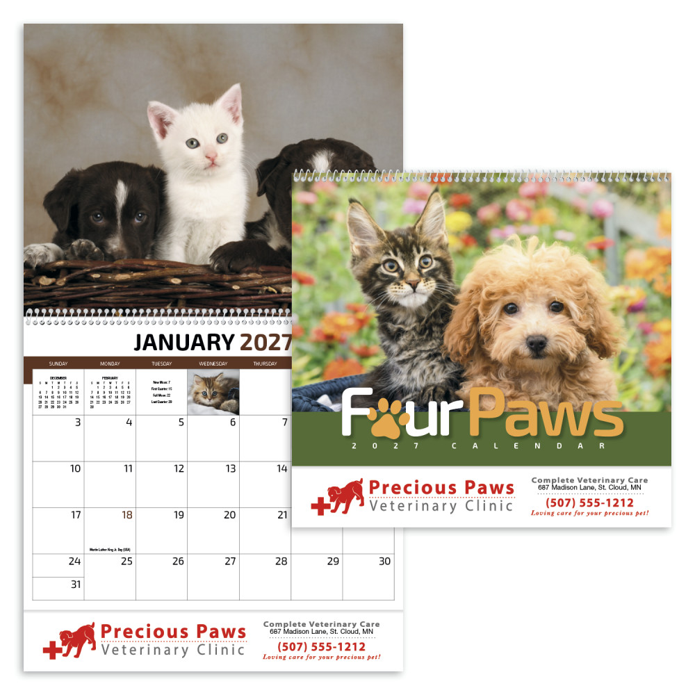 HotLine® Products Four Paws Appointment Calendar - Spiral HotLine® Products Four Paws Appointment Calendar - Spiral
