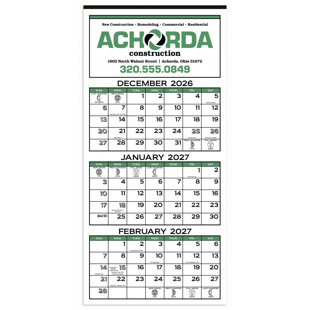 Skinner & Kennedy® 3-Month Display 12-Sheet Calendar Skinner & Kennedy® 3-Month Display 12-Sheet Calendar