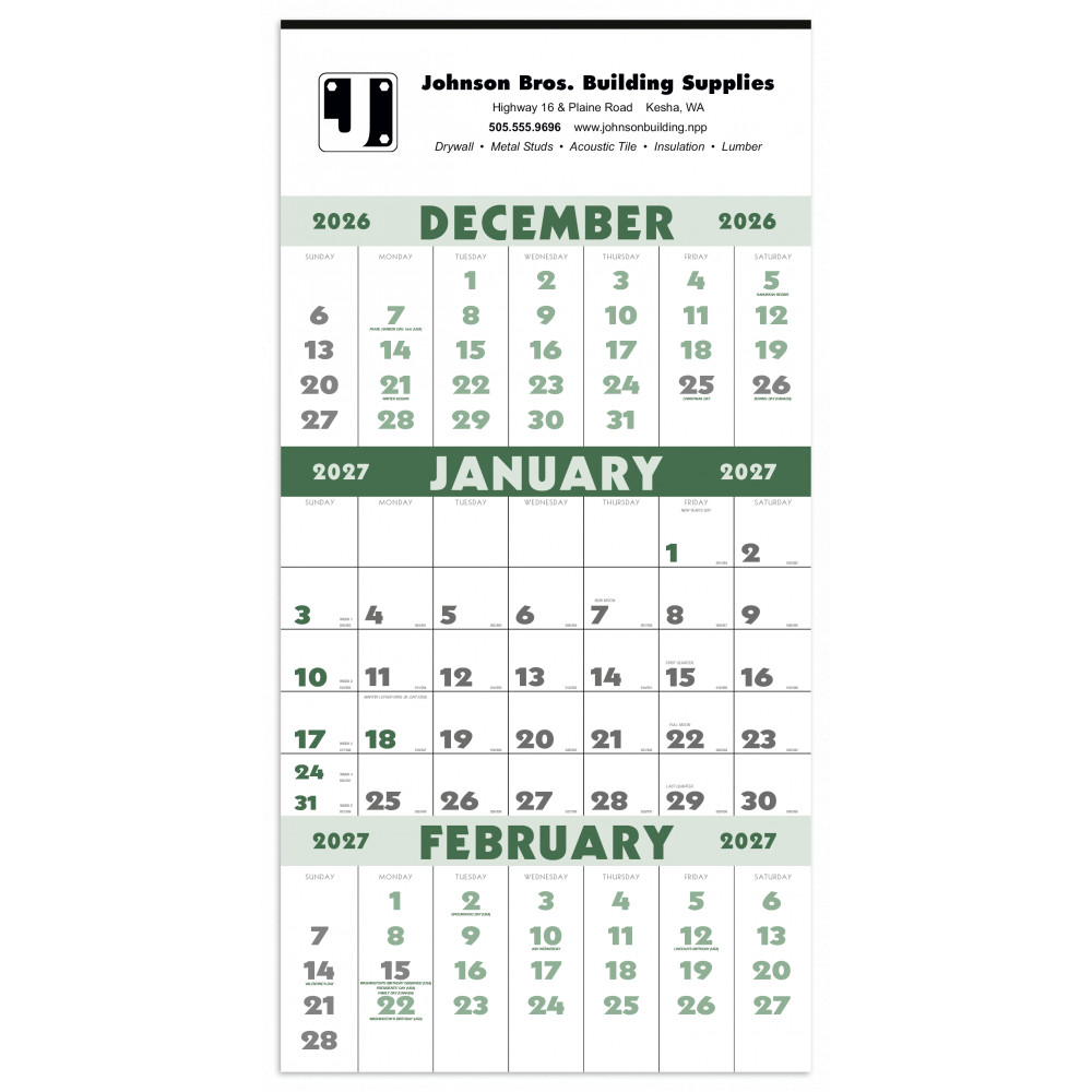 Triumph® Calendars 3-Month Planner (12 Sheet)