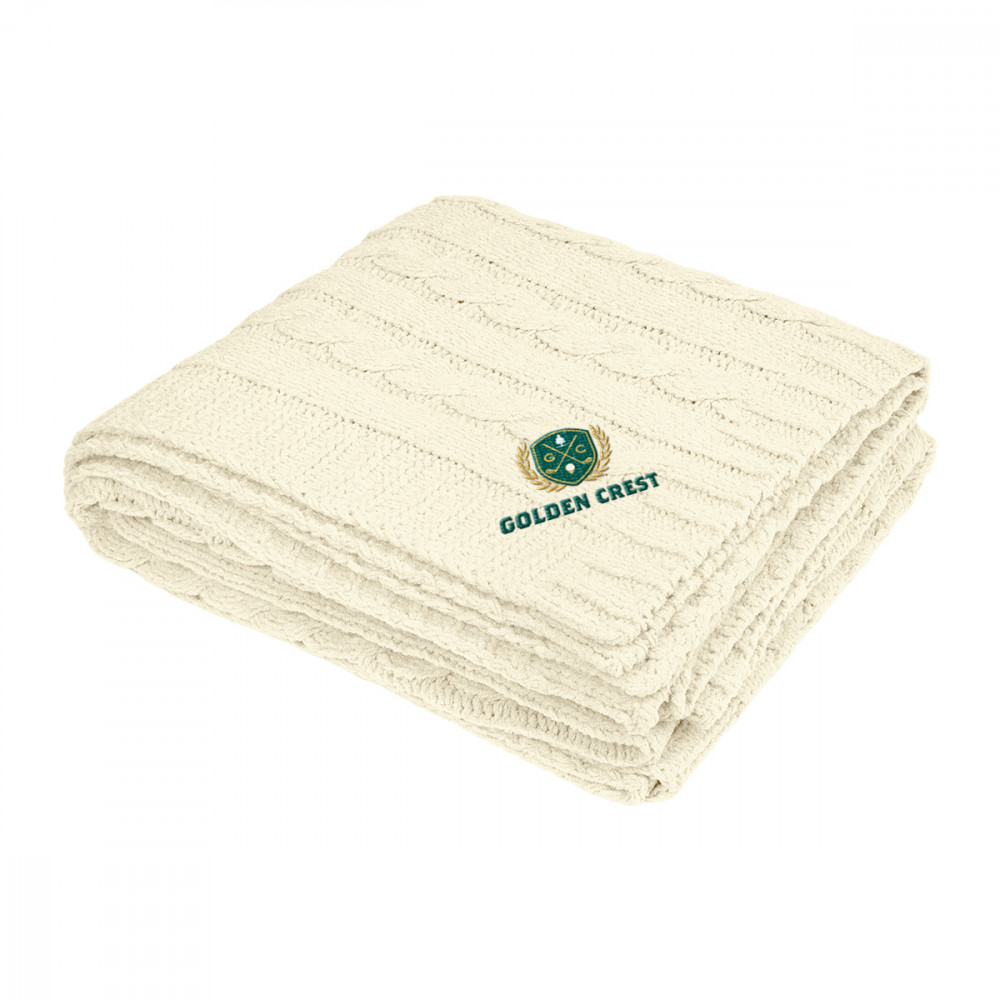 Cable Knit rPET Chenille Blanket