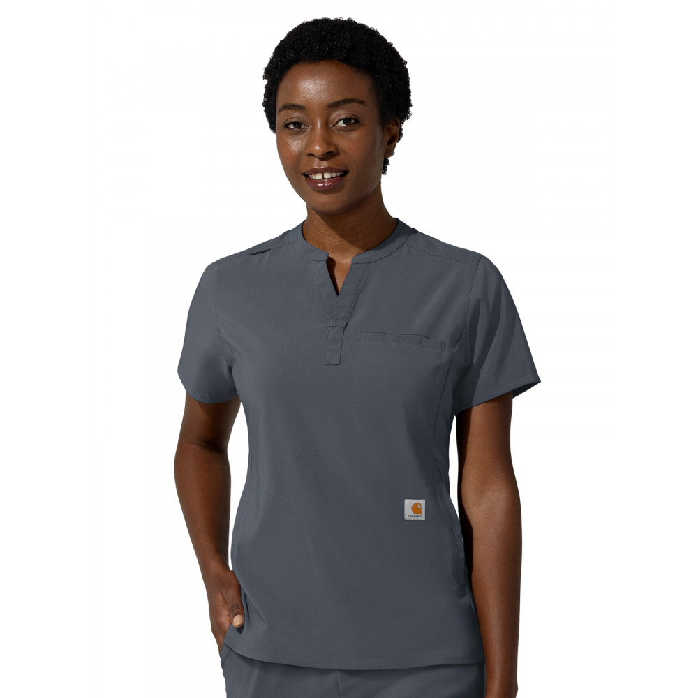 Women's Three-Pocket Banded Collar Scrub Top