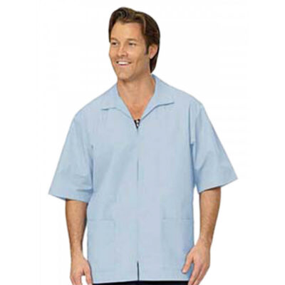Fashion Seal - Unisex Three-Pocket Zip Front Short-Sleeve Lab Shirt