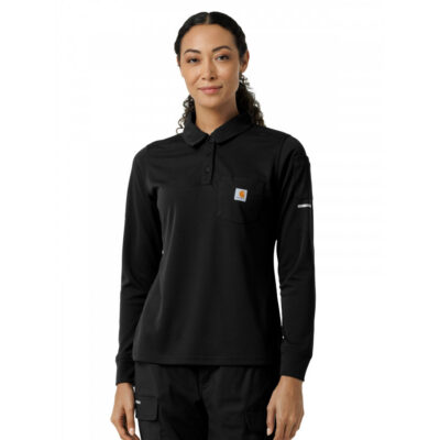 Carhartt Scrubs - Women's Three-Pocket Heavyweight Long Sleeve Polo Scrub Top