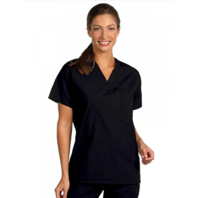 Fashion Seal Fashion Poplin - Unisex Reversible V-Neck Top in Black