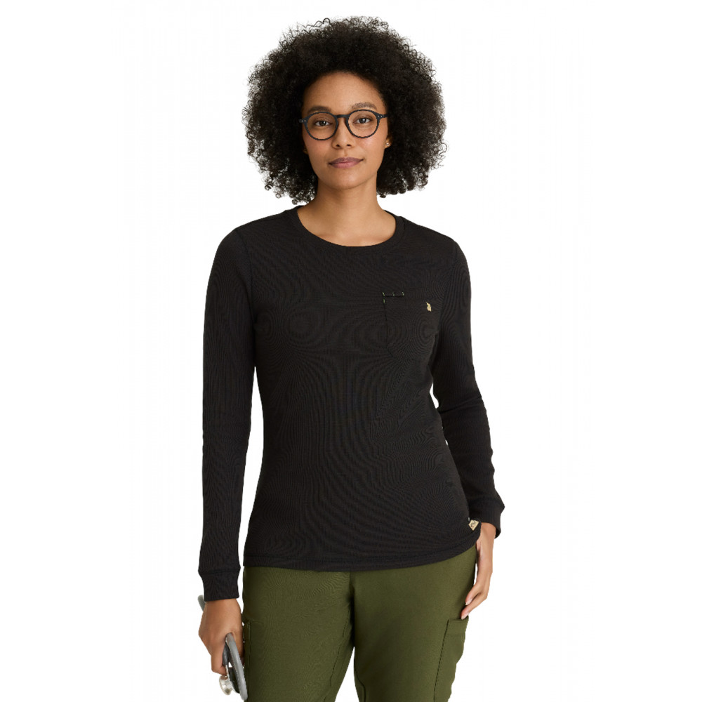 Grey's Anatomy Evolve Stretch - Women's One-Pocket Wanderlust Waffle Knit Top Grey's Anatomy Evolve Stretch - Women's One-Pocket Wanderlust Waffle Knit Top