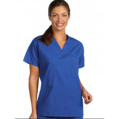 Fashion Seal Fashion Poplin - Unisex Reversible V-Neck Top in Blueberry