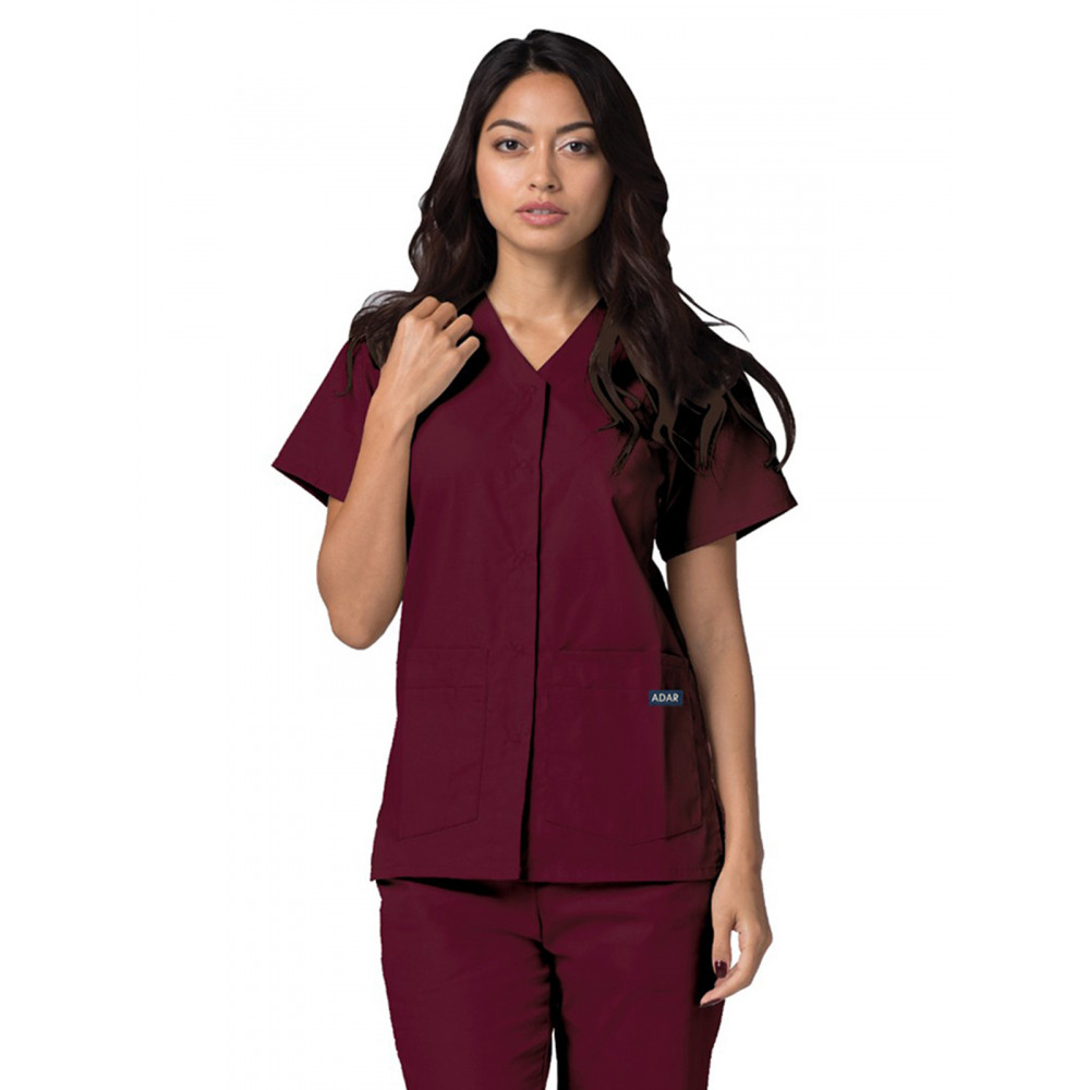 Adar - Universal - Women's Double Pocket Snap Front Top Adar - Universal - Women's Double Pocket Snap Front Top