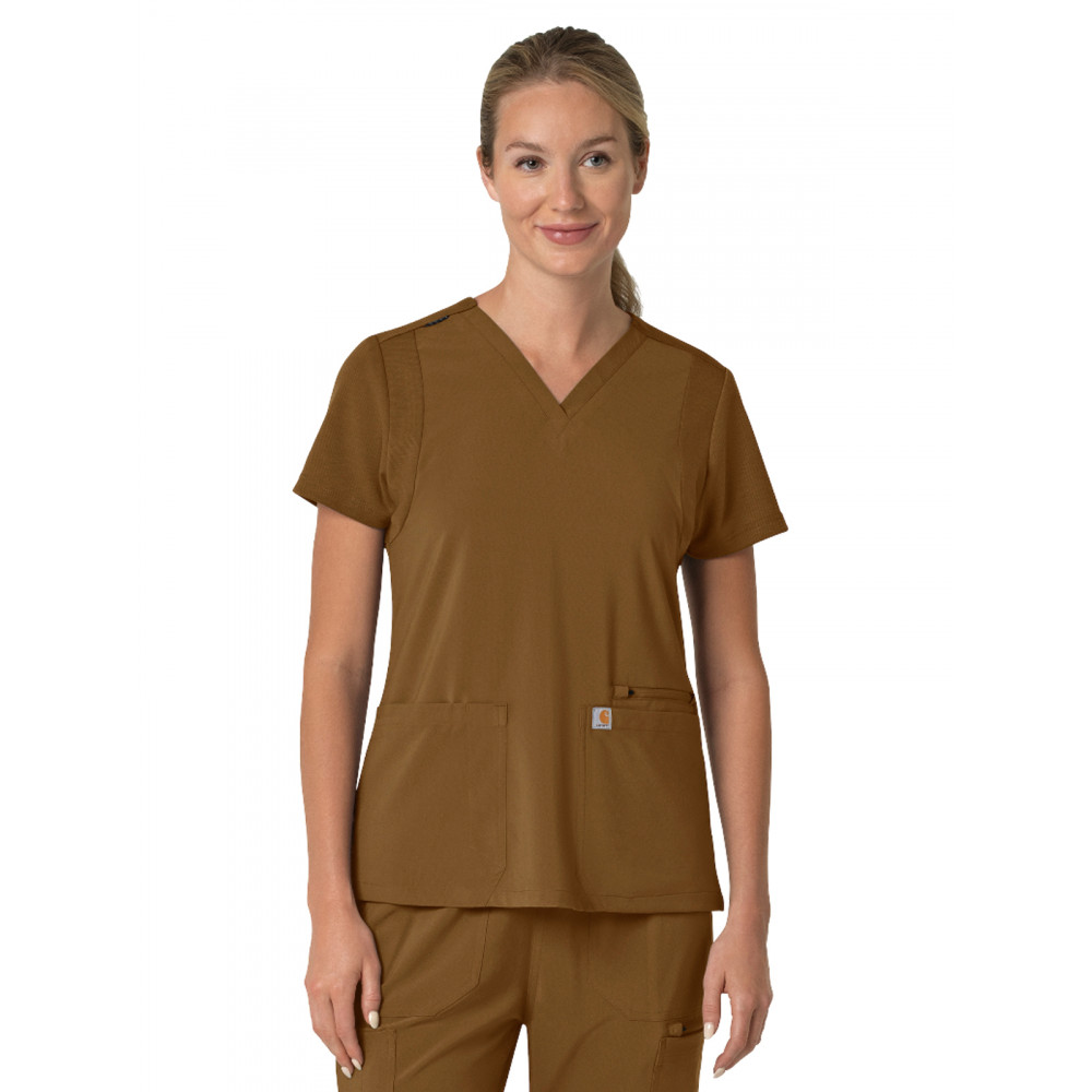 Carhartt Scrubs - Force Cross-Flex - Women's Three-Pocket Flex Panel V-Neck Top