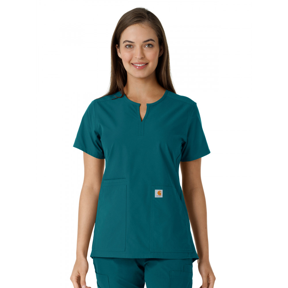 Carhartt Scrubs - Force Essentials Women's Notch Neck Tunic Knit Panel Top