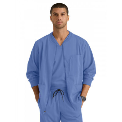 Grey's Anatomy Spandex Stretch - Men's Five-Pocket React Warm-Up Scrub Jacket