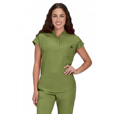 koi - Solis - Women's Zipper Neck Combo Chest Pocket Catrin Top