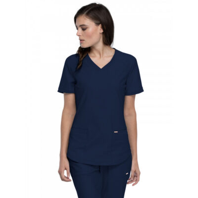 Cherokee - Form - Women's 2-Pocket Curved Hemline V-Neck Top
