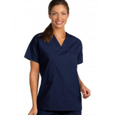 Fashion Seal Fashion Poplin - Unisex Reversible V-Neck Top in Navy