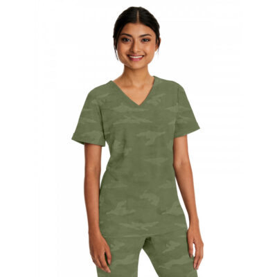 Healing Hands - HH PL Jacquard - Women's 2-Pocket Joy Camo V-Neck Top