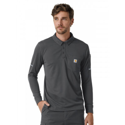 Carhartt Scrubs - Men's Three-Pocket Heavyweight Long Sleeve Polo Scrub Top