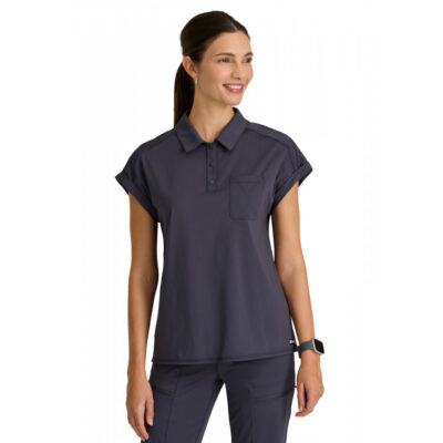 Grey's Anatomy Knit Stretch - Women's One-Pocket Snap Placket Renew Scrub Top