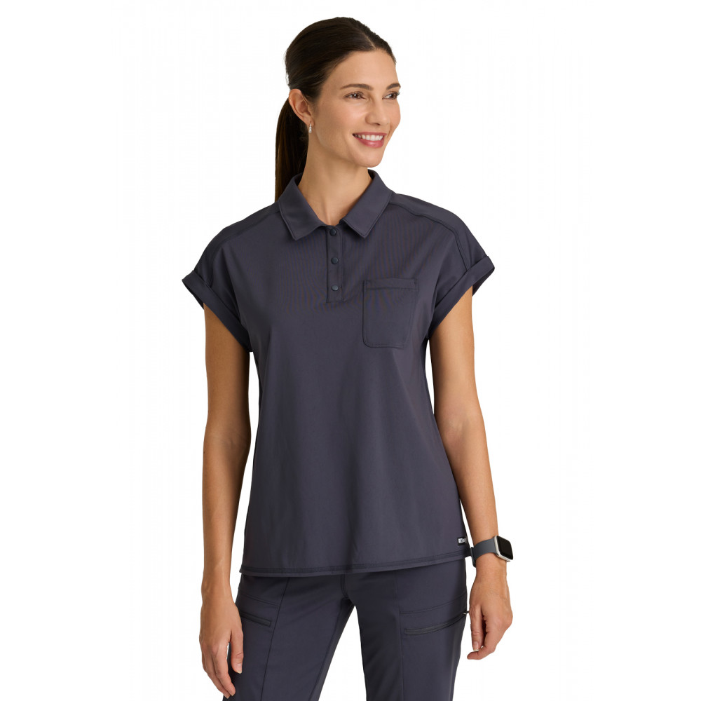 Grey's Anatomy Knit Stretch - Women's One-Pocket Snap Placket Renew Scrub Top Grey's Anatomy Knit Stretch - Women's One-Pocket Snap Placket Renew Scrub Top