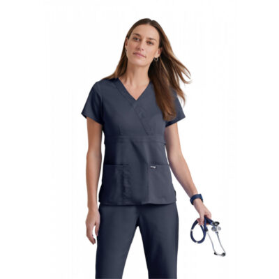 Grey's Anatomy Classic - Women's Two-Pocket Mock Wrap Riley Scrub Top