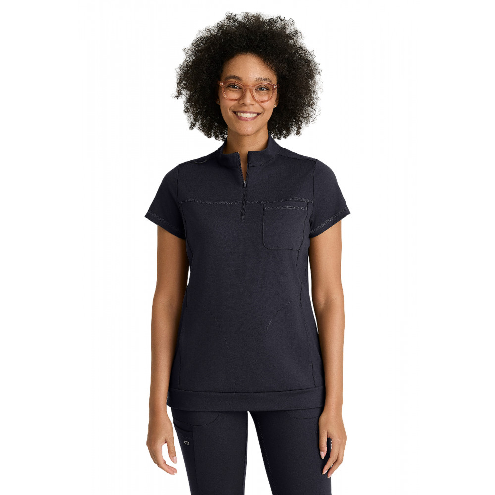 Barco One Performance Knit - Women's Three-Pocket Mock Neck Vigor Scrub Top Barco One Performance Knit - Women's Three-Pocket Mock Neck Vigor Scrub Top