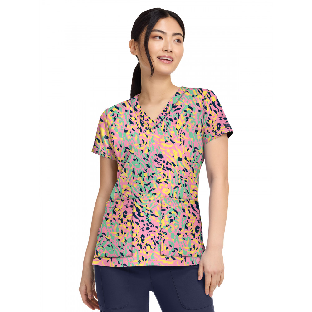 Med Couture - Prints - Women's 2-Pocket V-Neck Print Top