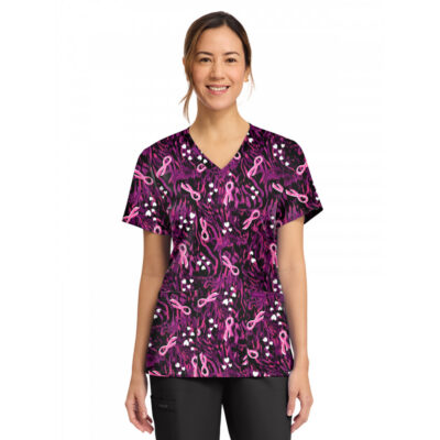 Cherokee - Genuine - Women's 2-Pocket Print V-Neck Scrub Top