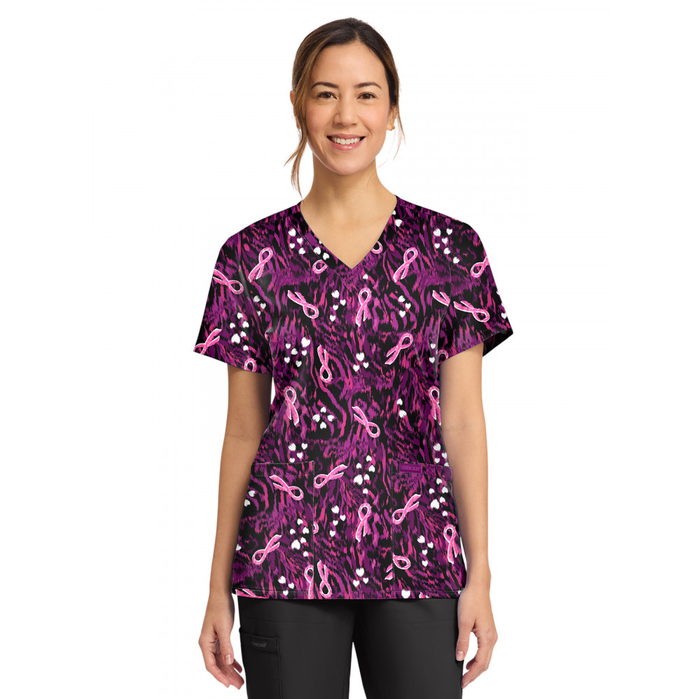 Cherokee - Genuine - Women's 2-Pocket Print V-Neck Scrub Top Cherokee - Genuine - Women's 2-Pocket Print V-Neck Scrub Top