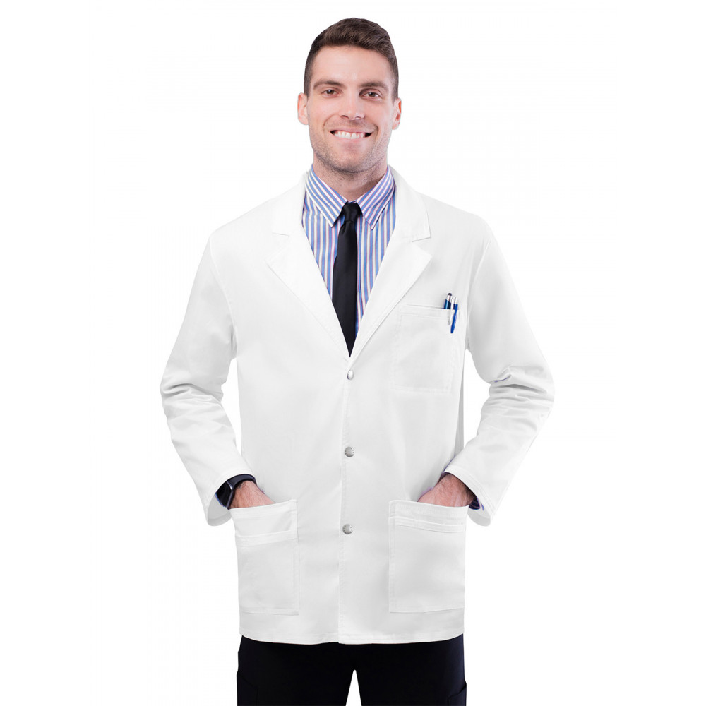 Adar - Pop-Stretch - Men's Three-Pocket Snap Front 31" Lab Coat Adar - Pop-Stretch - Men's Three-Pocket Snap Front 31" Lab Coat
