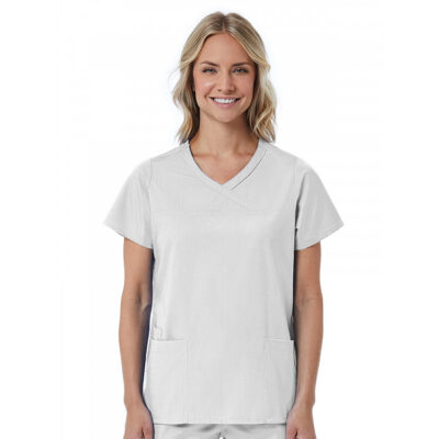 Maevn - Red Panda - Women's Three-Pocket Curved Mock Wrap Top
