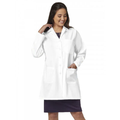 Fashion Seal Lab Coats - Women's Three-Pocket 34" Mid-Length Button Closure Lab Coat