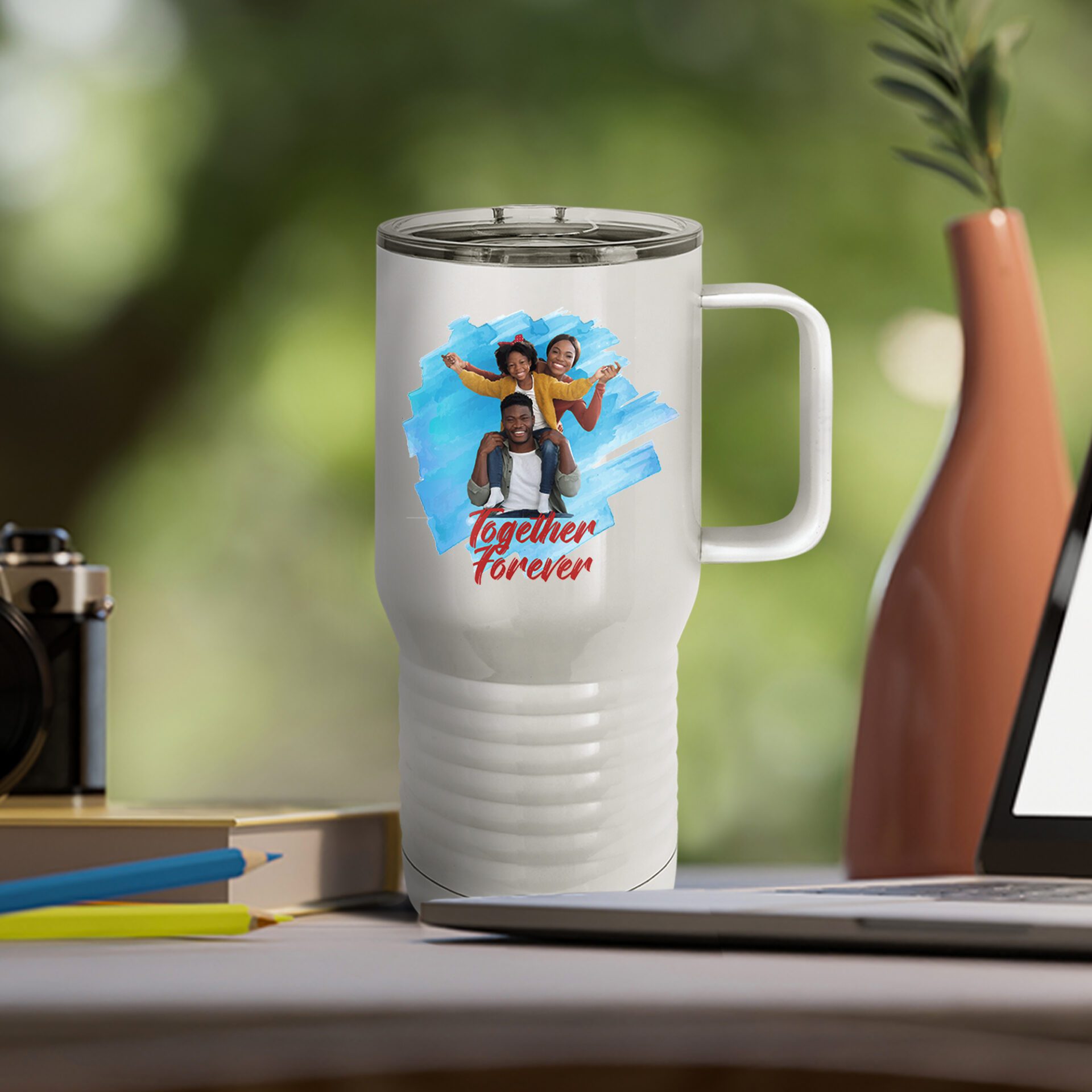 Personalized Cartoon Photo 20 oz. Travel Mug with Slider Lid