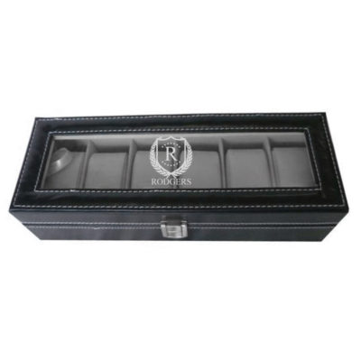 Shield Leather 6 Slot Personalized Watch Box