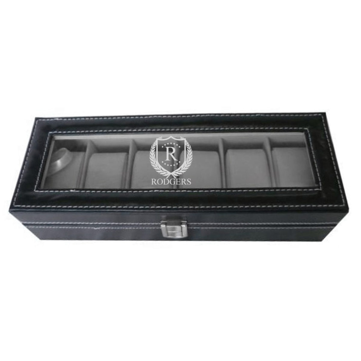 Shield Leather 6 Slot Personalized Watch Box
