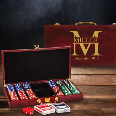 Personalized Monogram Rosewood Poker Set
