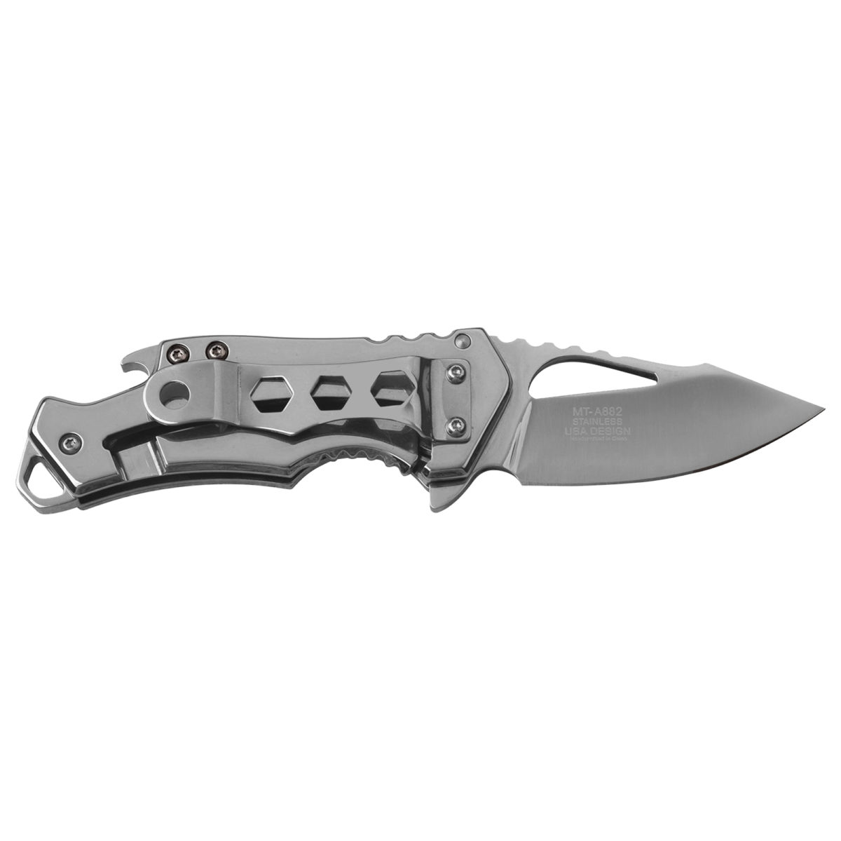 Personalized Round Monogram 5.75 Tactical Pocket Knife with Bottle Opener - Image 6