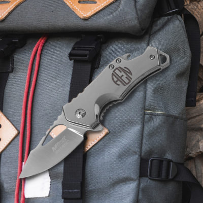 Personalized Round Monogram 5.75 Tactical Pocket Knife with Bottle Opener