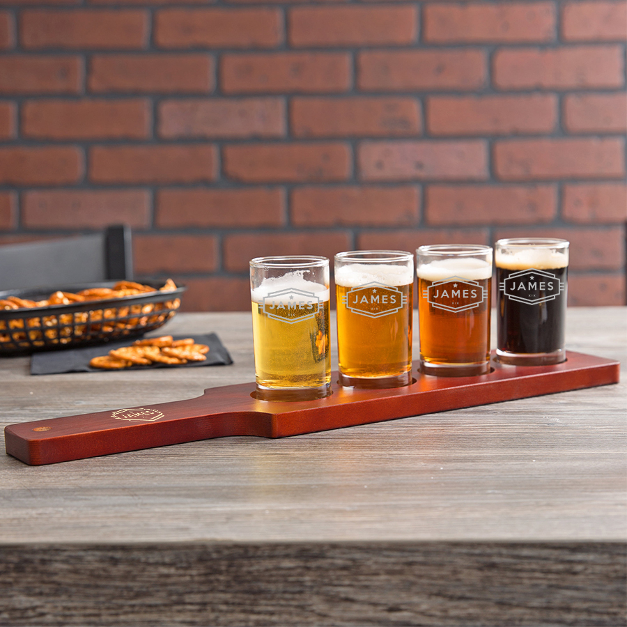 Personalized Cadet Flight Sampler Paddle & Four 5oz Tasting Straight-Sided Glasses - Image 2