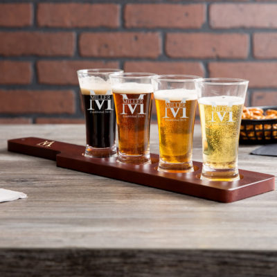 Personalized Sampler Paddle & Four 5.5oz Pilsner Tasting Glass