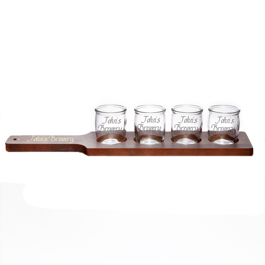 Personalized Flight Sampler Paddle & Four 4oz Tasting Glasses - Image 2
