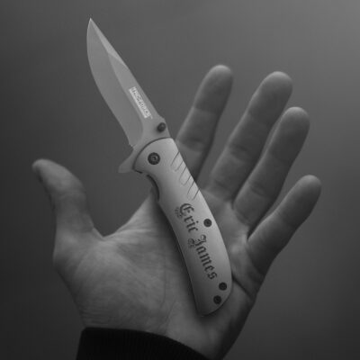 Personalized Line Monogram 6.5" Titanium Coated Tactical Knife