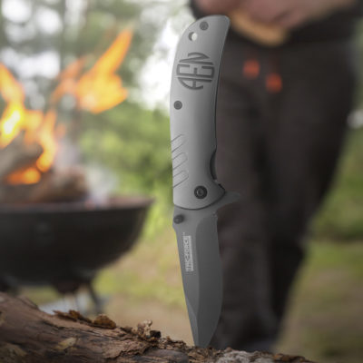 Personalized Round Monogram 6.5" Titanium Coated Tactical Knife