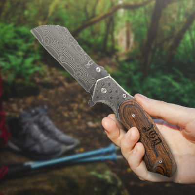 Personalized 7" Damascus Style Folding Pocket Knife