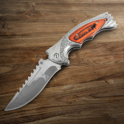 Personalized Elk 8.5" Folding Pocket Knife w/ Belt Clip