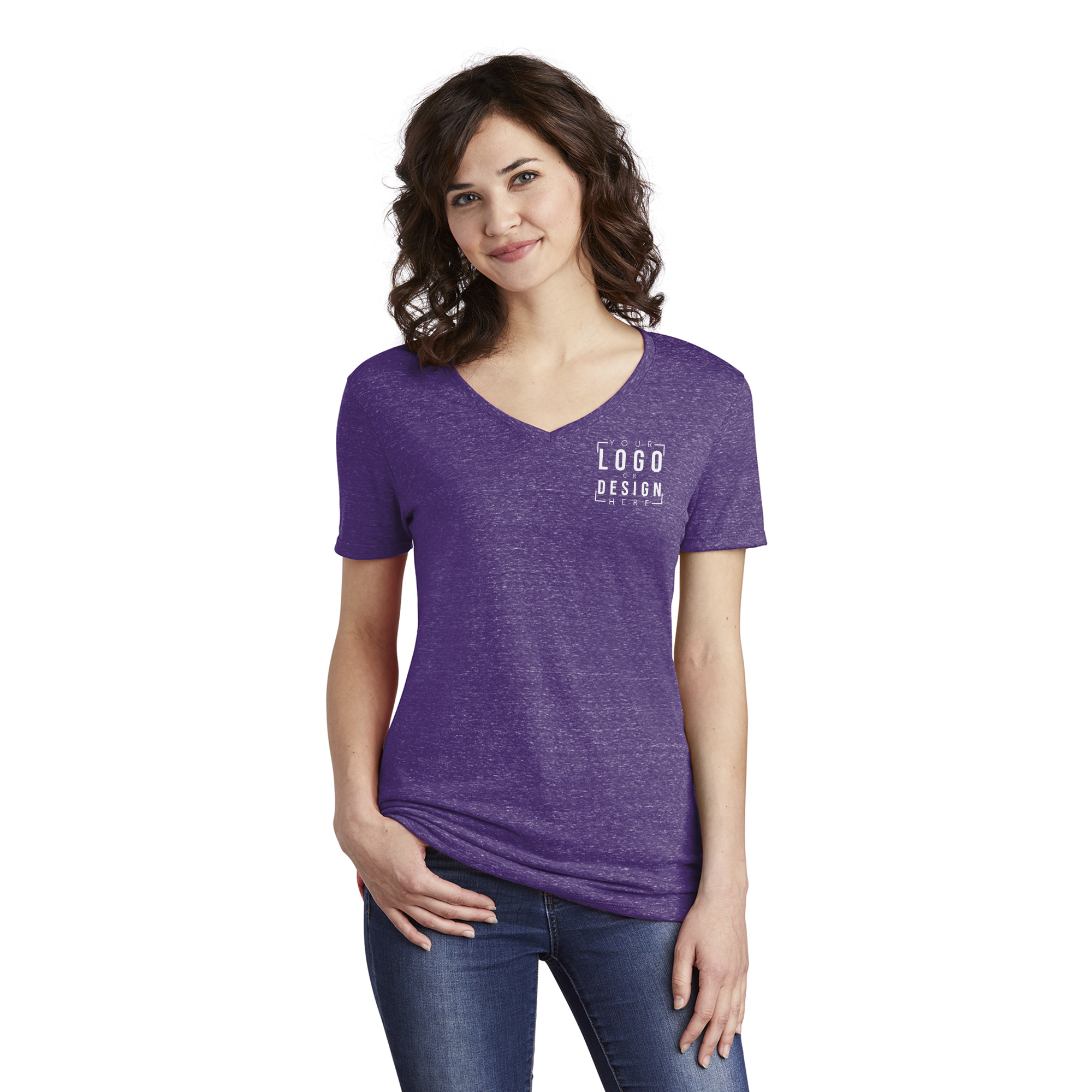 JERZEES Ladies Snow Heather Jersey V-Neck T-Shirt JERZEES Ladies Snow Heather Jersey V-Neck T-Shirt