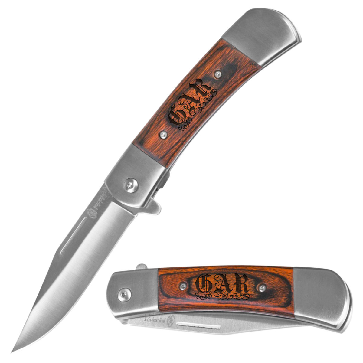Personalized 8" Classic Pocket Knife with Wood Handle - Image 4