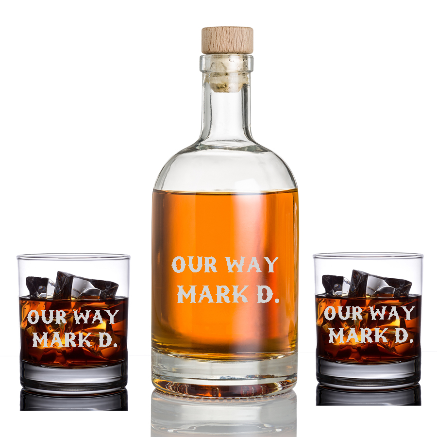 Personalized Bourbon - Whiskey Glass Set Bottle