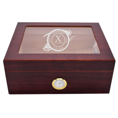 Gentleman's Seal Premium Brown Personalized Cigar Humidor 50 Count